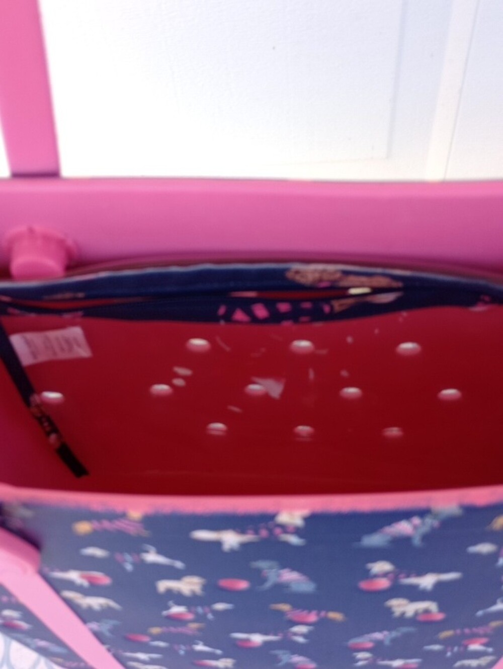 Simply Southern Dog Print Tote Bag • 29in Removable Handles • Navy & Pink • LG - Picture 3 of 10